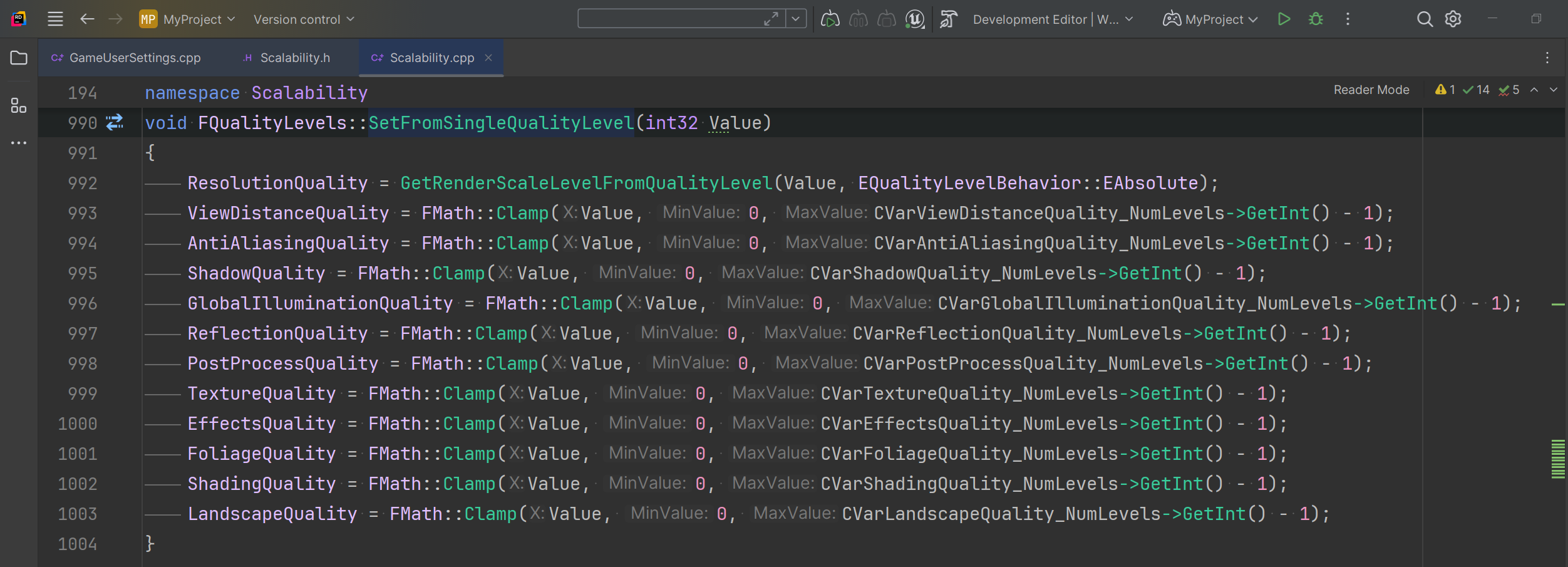 Game User Settings and Engine Scalability Settings - SetFromSingleQualityLevel C++ Implementation